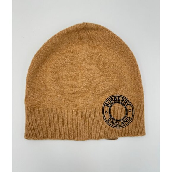 Burberry BB Roundel Logo Graphic Cashmere Blend Beanie Camel - Picture 3 of 10